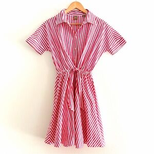 NWT Hugo Boss Stripe Tie Waist Shirtdress
